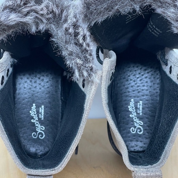 Seychelles Gold Metallic Leather/Faux Fur Cooperation Combat Boots Size 7 - Picture 9 of 10